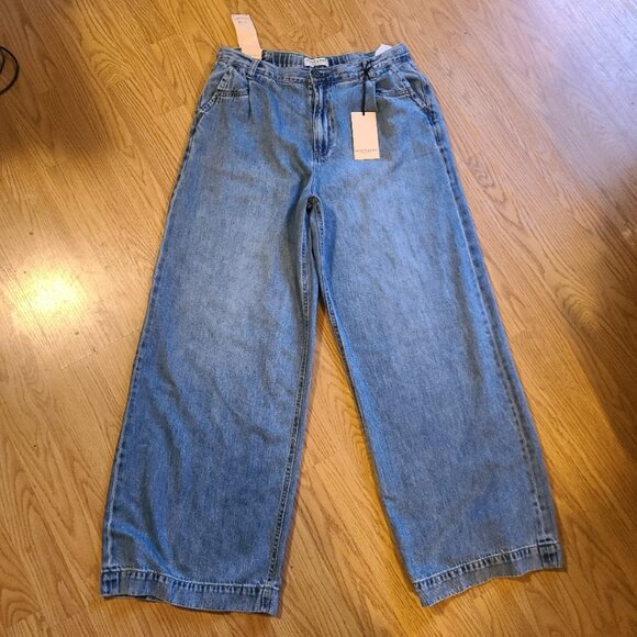 NEW NWT! SCOTCH & SODA THE SHORE PLEATED DENIM CHINO JEANS WIDE LEG HIGH RISE 12 - Picture 2 of 7